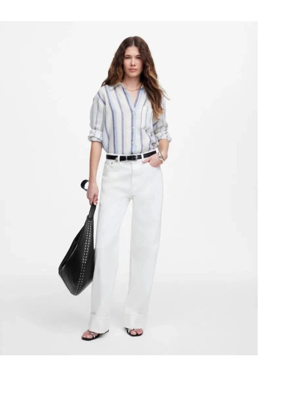 NWT $138 Madewell Women's Low Slung Baggy Jeans Pure White SZ-29
